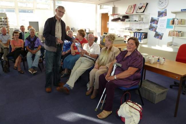 Laurence presenting 'On Chance Road' to Ingrid
